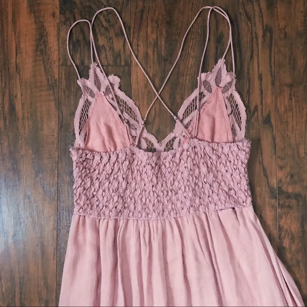 Free People • FP One Adella maxi slip dress rose pink lace bralette ruffle hem - Image 13