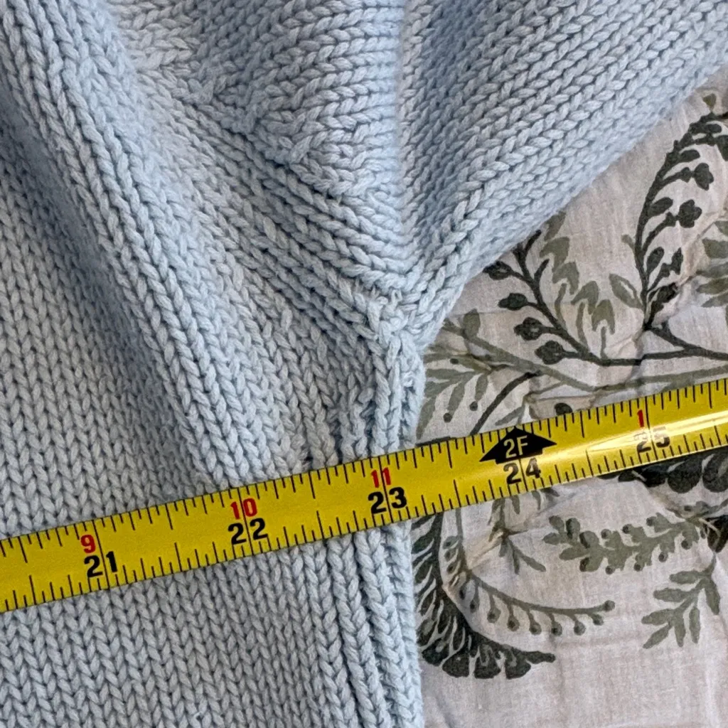 Kerri Rosenthal Light Blue Heart Embroidered Sweater Cotton Cashmere Large - Image 6