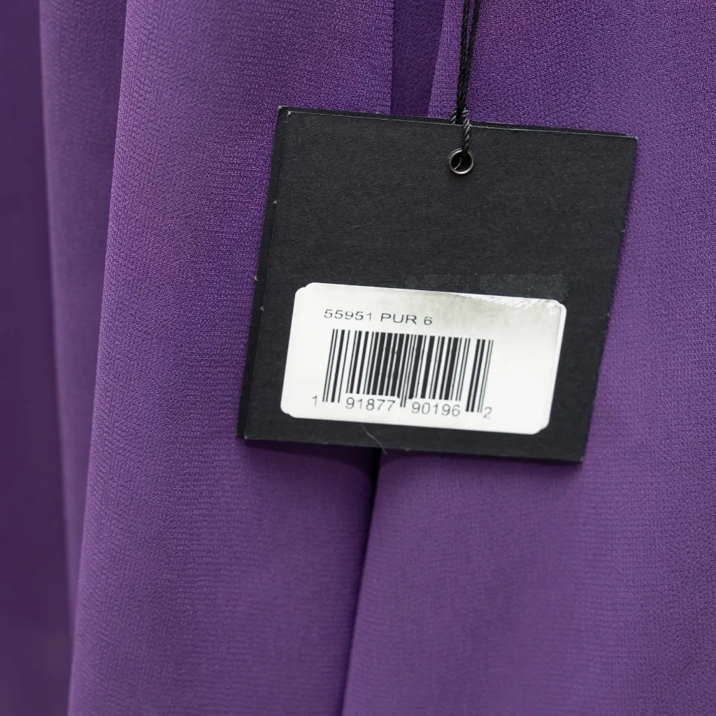 Mac Duggal. Purple One Shoulder Flowy Chiffon Mini Dress. - Image 8