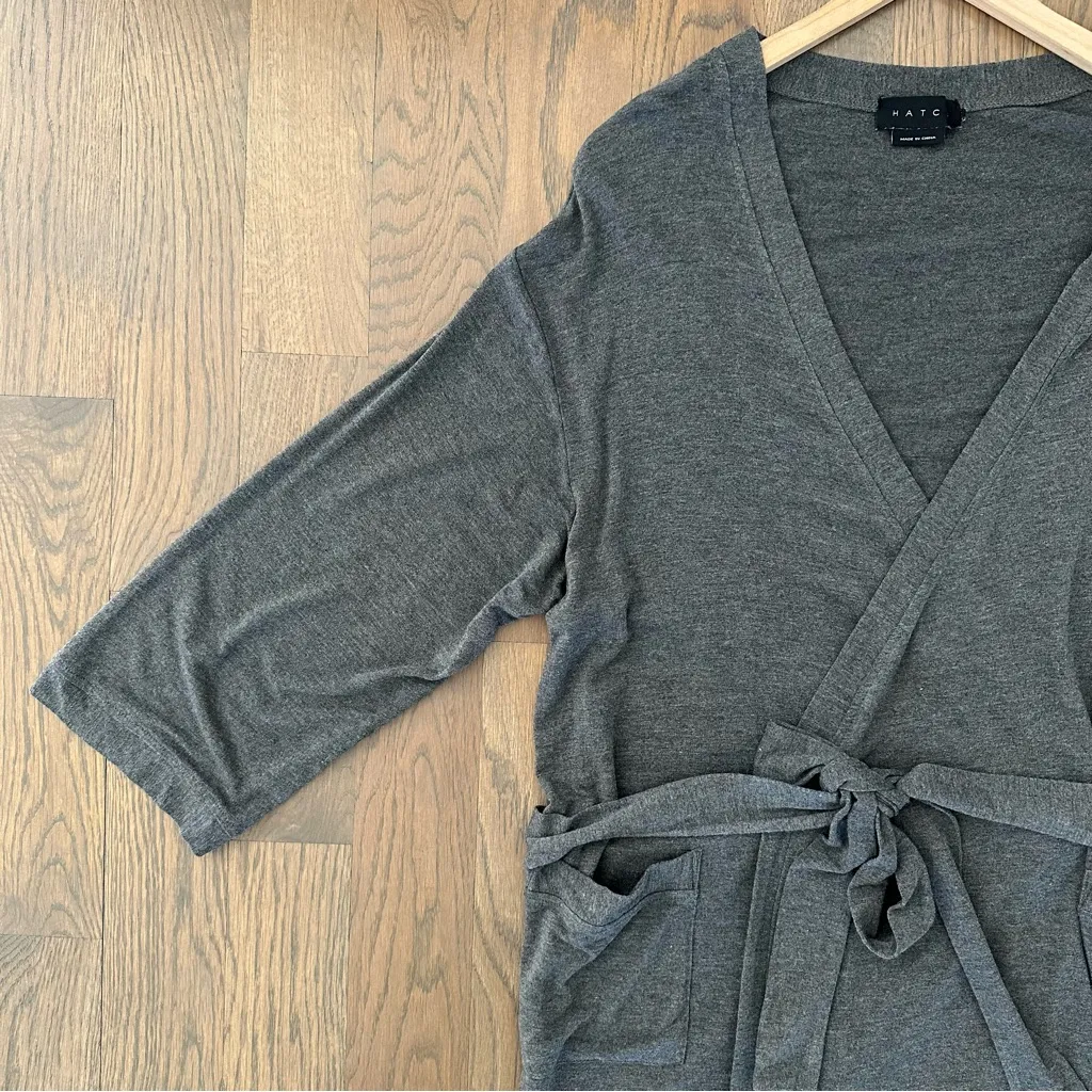 Hatch Knit Jersey Bamboo Maternity / Postpartum Robe in Charcoal Grey One Size Gray Size undefined - Image 8