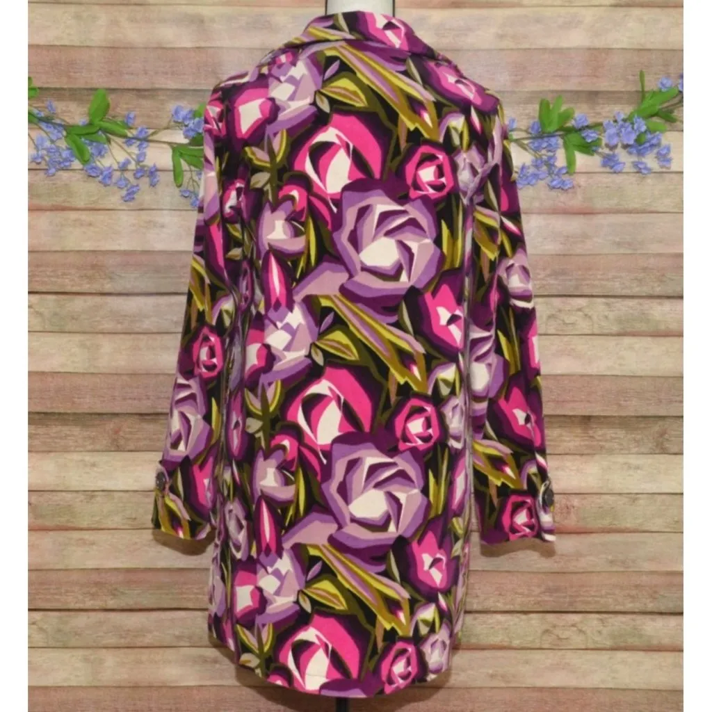Missoni For Target Youth Velvet Abstract Floral Jacket Trench Pea Coat Size XL - Image 7