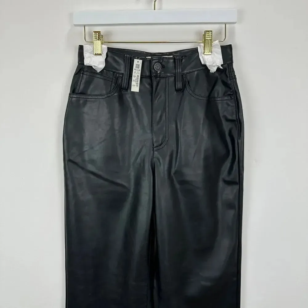 Madewell The Perfect Vintage Straight Jean Faux Leather Black Ankle US 25 NWT - Image 9