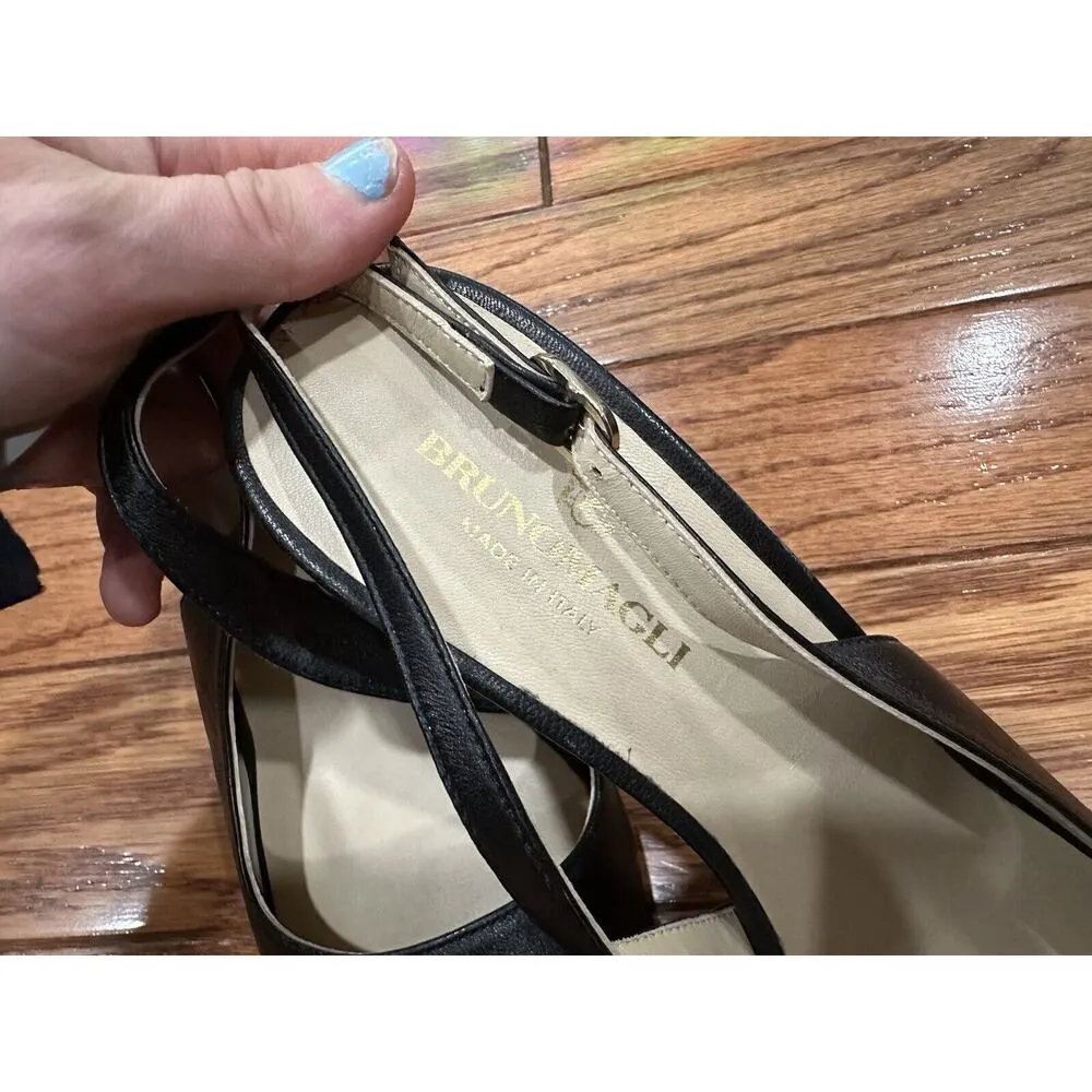Bruno Magli Alina Slingback Pump Leather Suede Sandals EU 40 NWOB Black Size 10 - Image 4