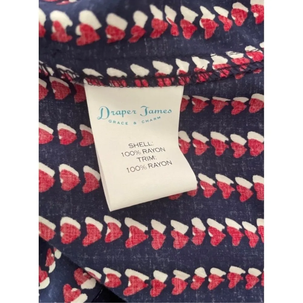 Draper James 4 Heart Field Shirt Dress Midi Reese Witherspoon Navy Blue Red Belt - Image 5