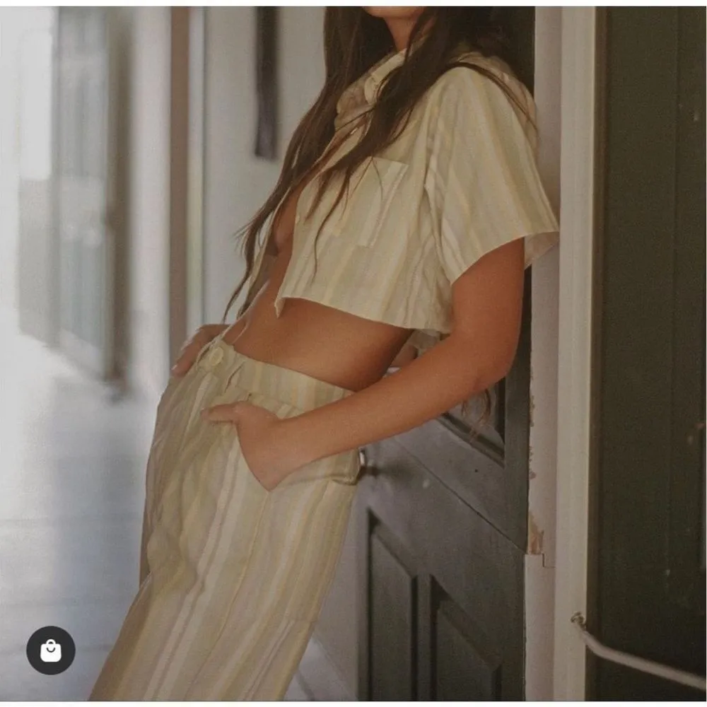 Danielle Bernstein Women's Weworewhat Stripe Crop Top Sz S Pants Sz 0 2Pc Set - Image 3