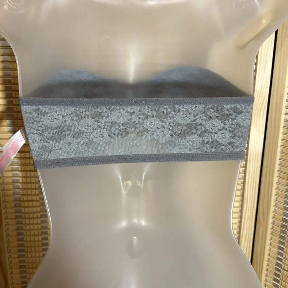 PINK Victoria's Secret Lilac or Pale Blue Gray Lace Bandeau Medium M - Image 11