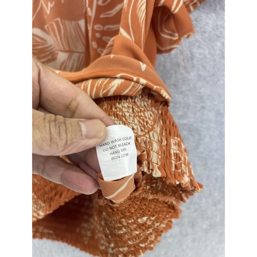 Sienna Sky Women's Blouse Surplice Blouse Burnt Orange Short Sleeve Size Medium - Image 4