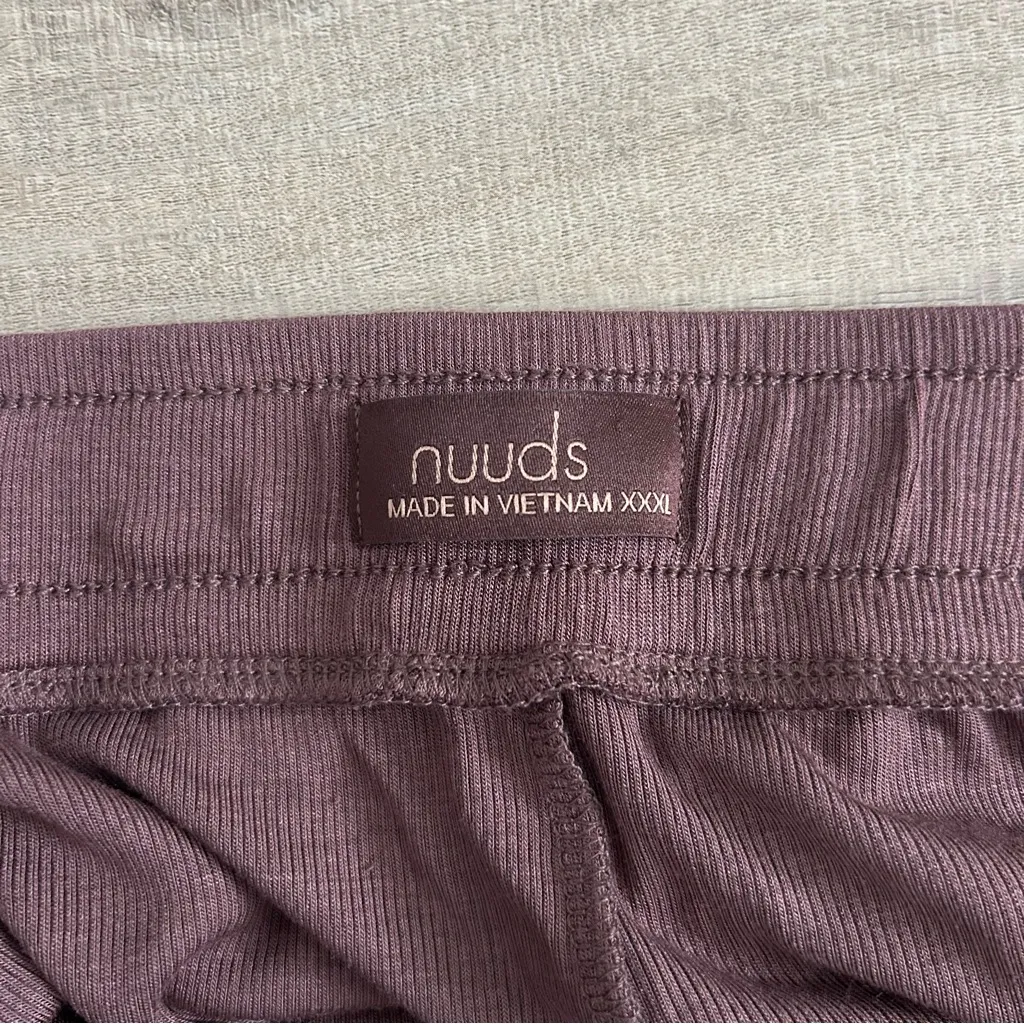 NUUDS Ribbed High Rise Wide Leg Ribbed Pajama Lounge Pants Chocolate Brown XXL - Image 6