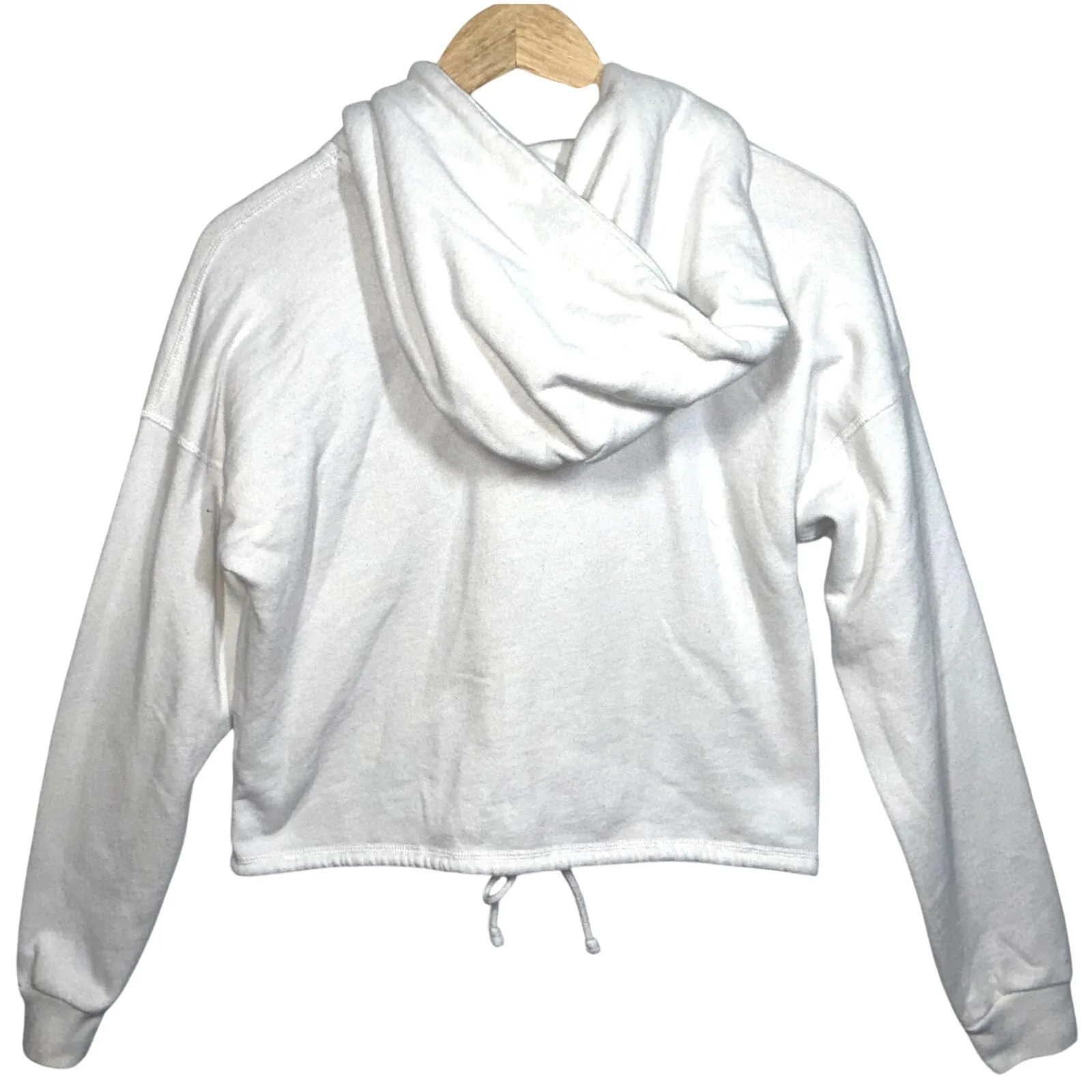 Abercrombie & Fitch White Black Cropped Long Sleeve Hoodie Sweatshirt Womens XS - Image 2