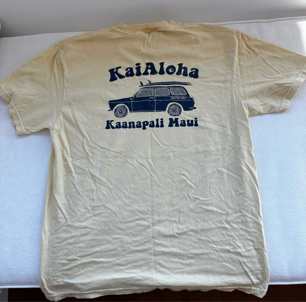 KaiAloha Maui Yellow and Blue Beach Tee Size Large - Image 2