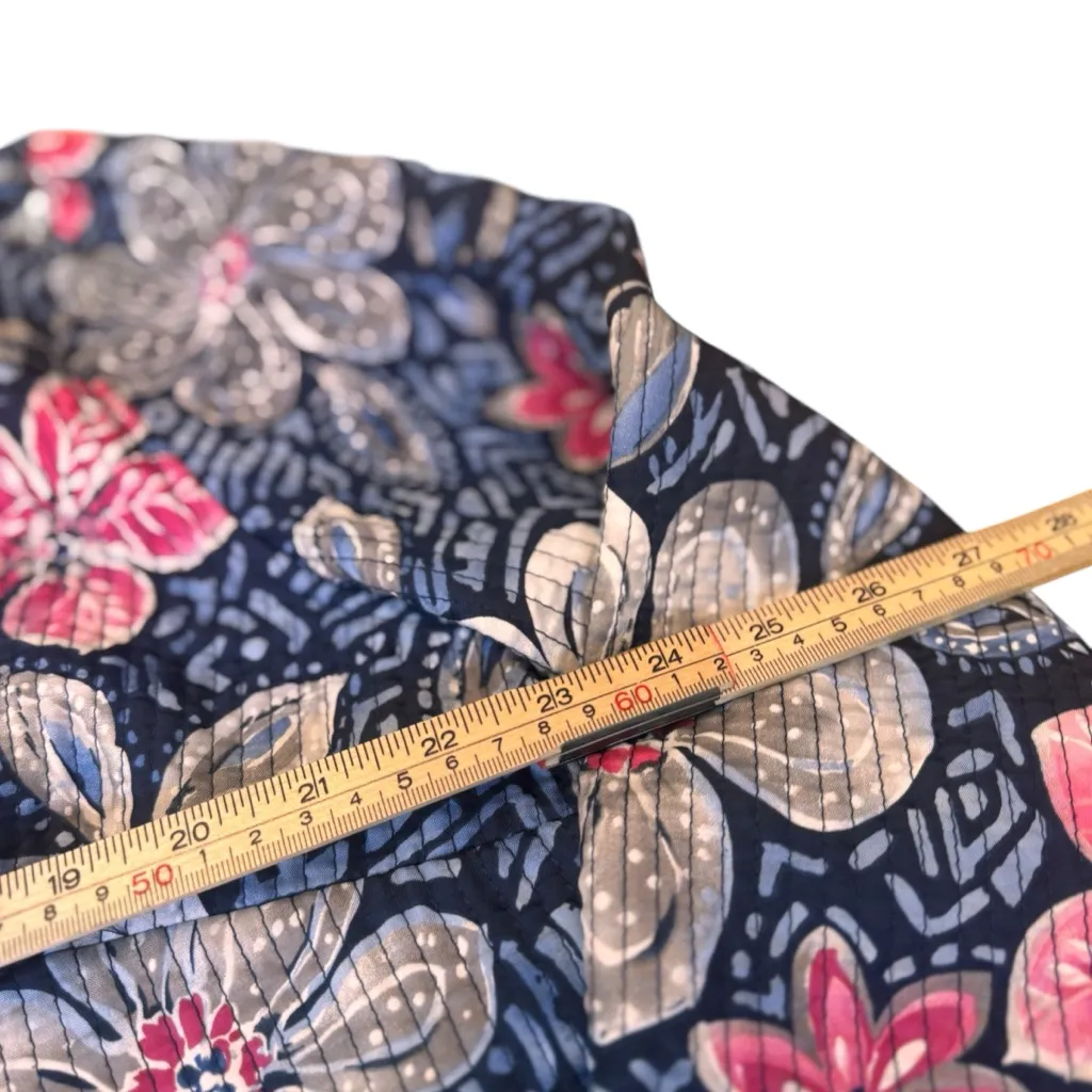 Alfred Dunner Navy and Pink Floral Quilted Jacket Open Front Women’s 18W in EUC Blue - Image 6