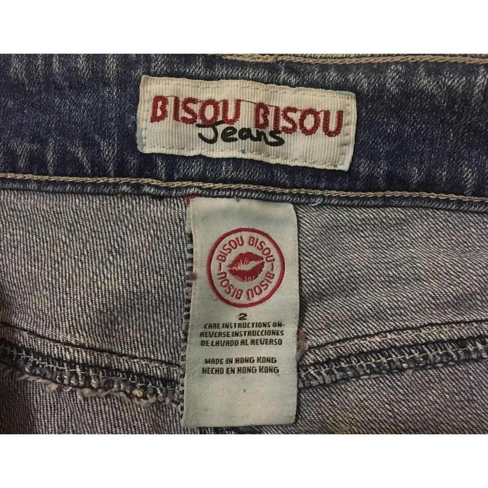 Womens Bisou Bisou Embellished Rhinestone Pocket Boot Cut Low Rise Jeans Sz 2 - Image 7