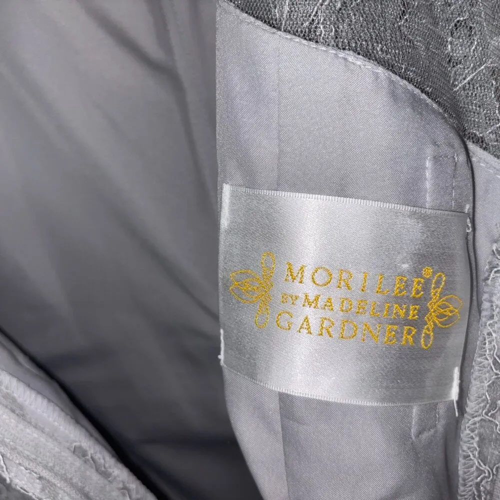 Elegant Light Gray Sequins Cocktail Dress Size 14 - Image 7