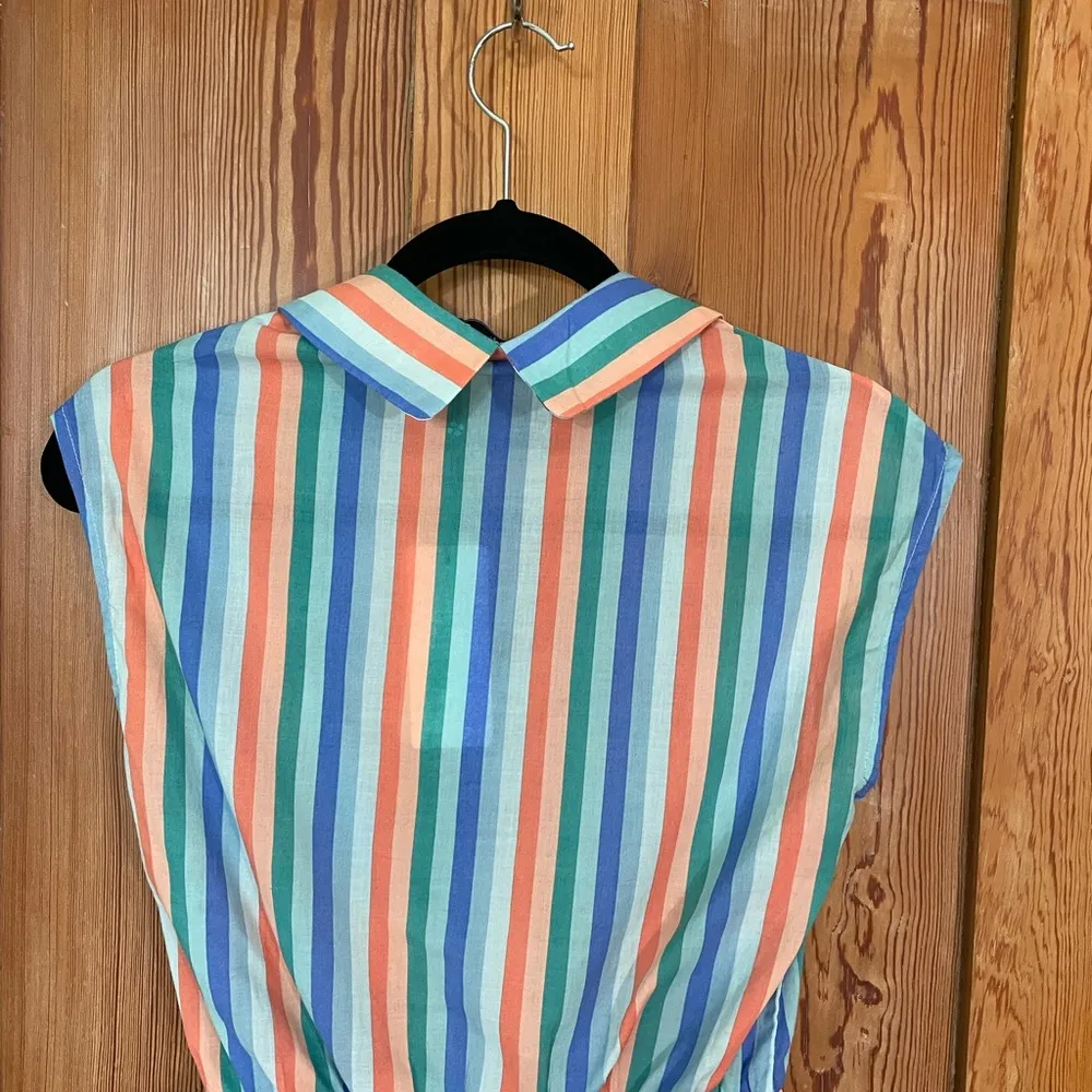 NWT Le Bain par Molly Bracken Blue Honfleur Stripe Wrap Front Jumpsuit - Sz XS - Image 7