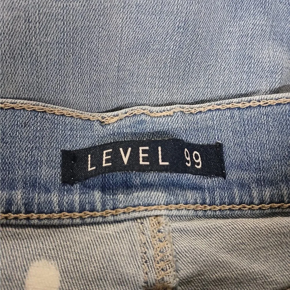 Level 99 Janie Womens Denim Jeans Sz 28 Blue Bleach Splatter Distressed Skinny - Image 4