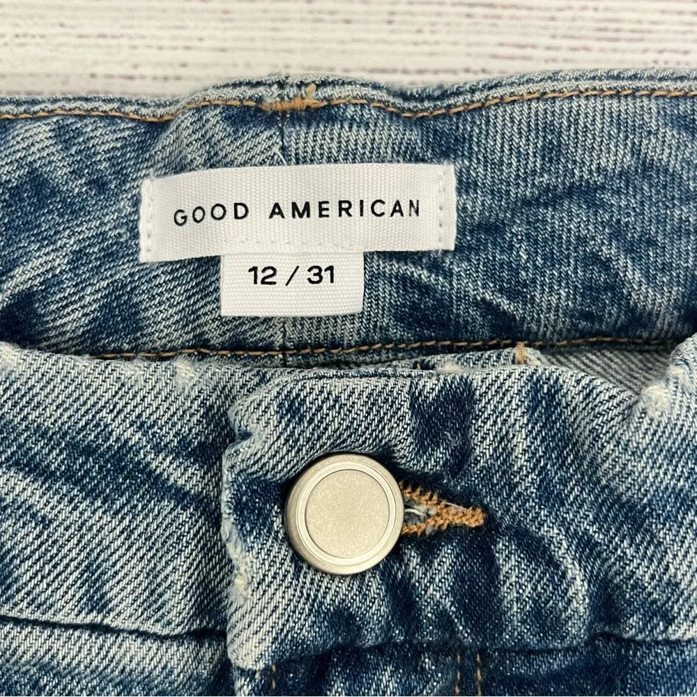 Good American Good Classic Distressed Straight Leg High Rise Jeans Size 12/31 - Image 8