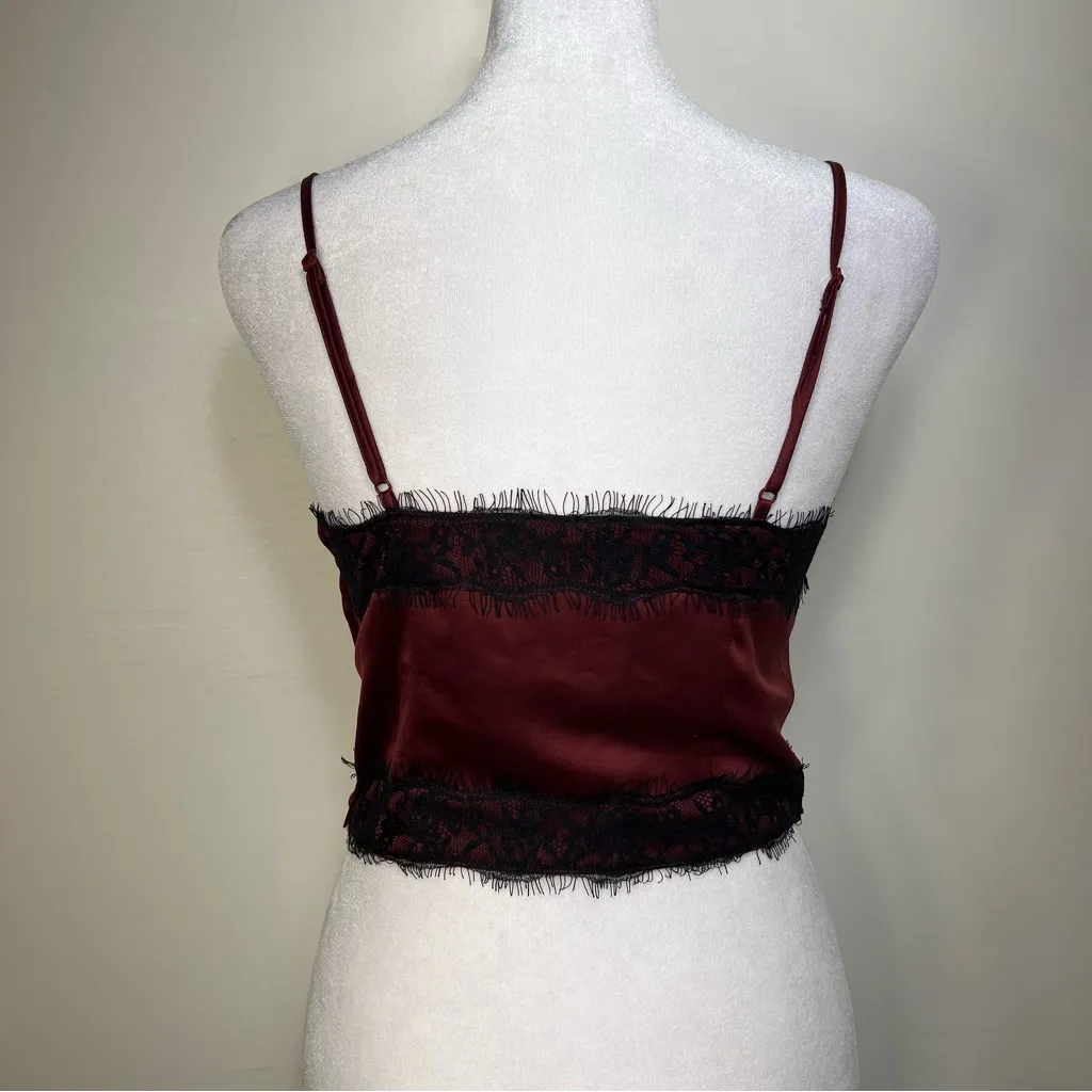 Goth Burgundy Lace Trim Crop Top size XS Red - Image 9