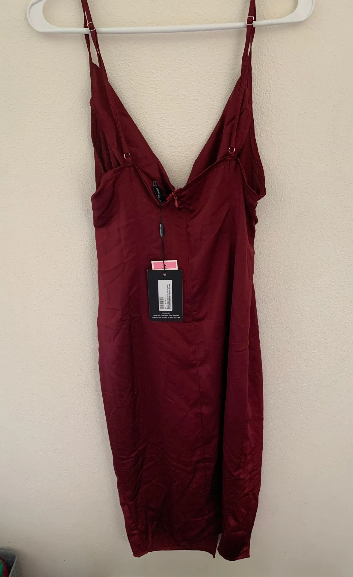 Burgundy Silky/ Satin Dress - Image 5
