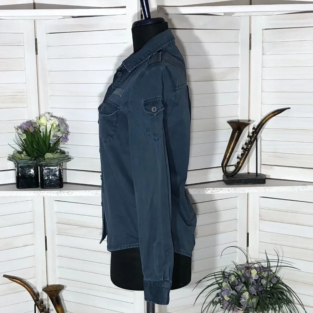 Marc Jacobs Y2K Canvas Shirt Blue Cotton Size 2 - Image 5