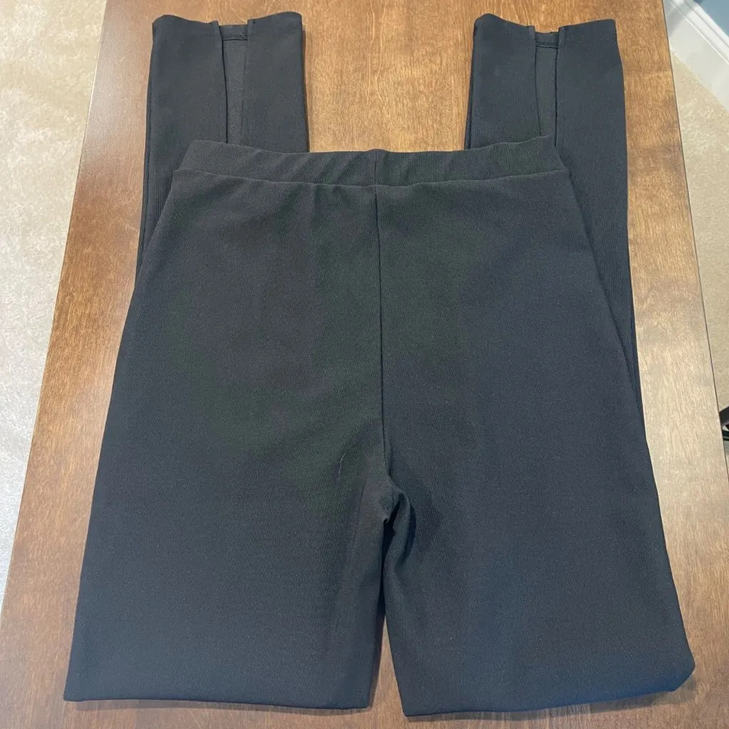 Zara High Rise Ribbed Leggings Women's Size XL Front Slit Elastic Waist Workwear - Image 6