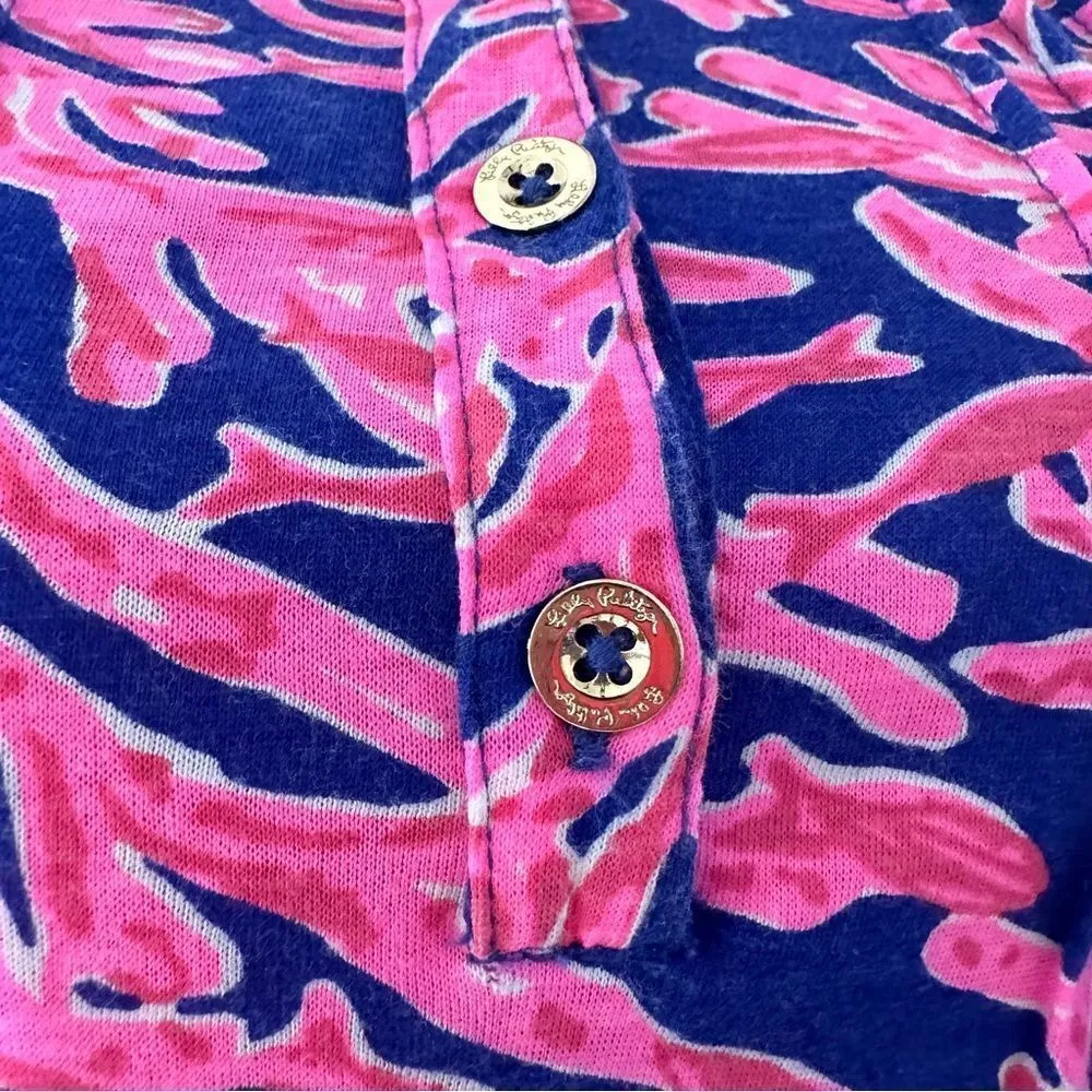 Lilly Pullitzer Sleeveless Top Samba Coral Small Pink Blue Resort Beach Coastal - Image 3