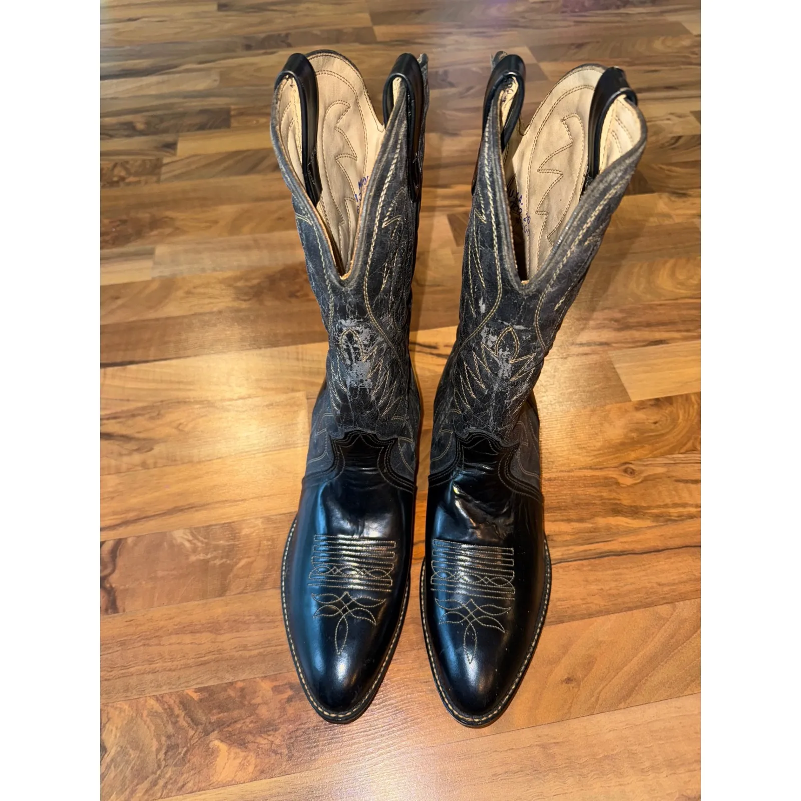 Womens bronze Leather‎ Western Cowboy Boots Studded Harness Detail Pointed Toe 6 - Image 7