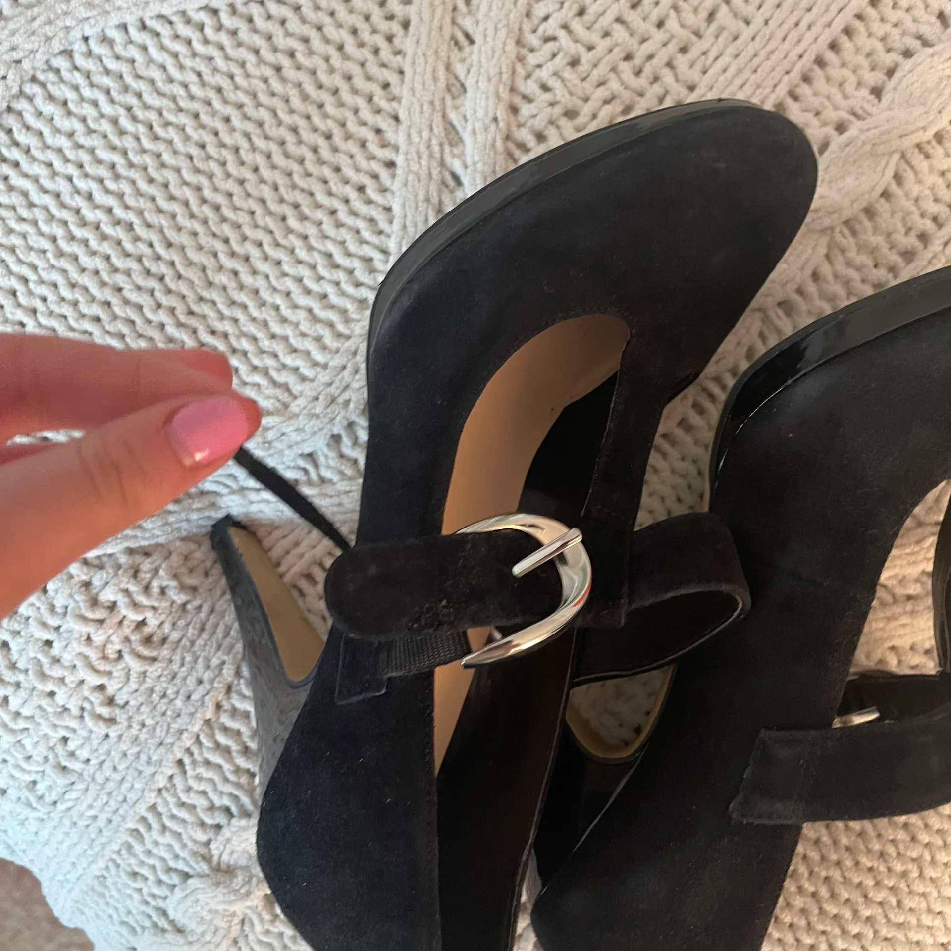 Franco Sarto Black Buckle Heels - Image 6