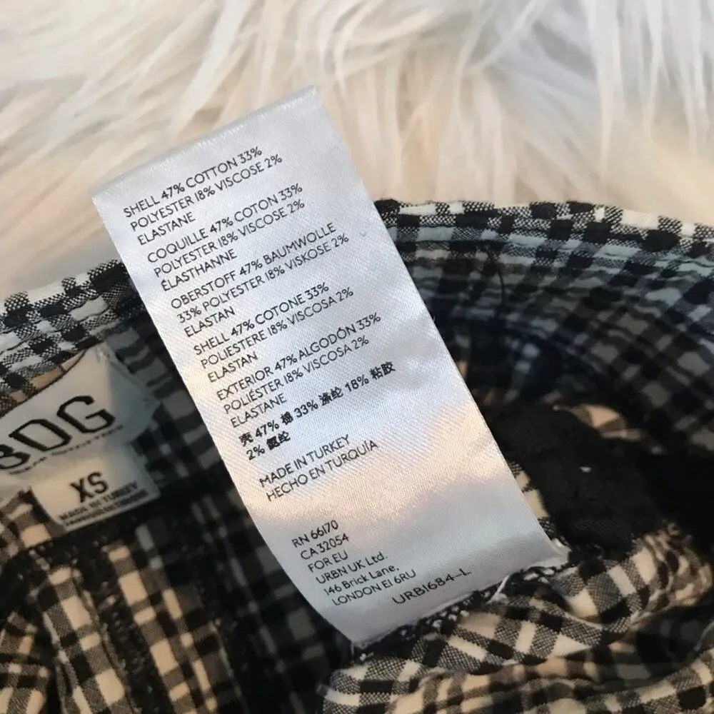 Urban Outfitters  Darren Seersucker Black White Plaid Mini Skirt XS new nwt - Image 12