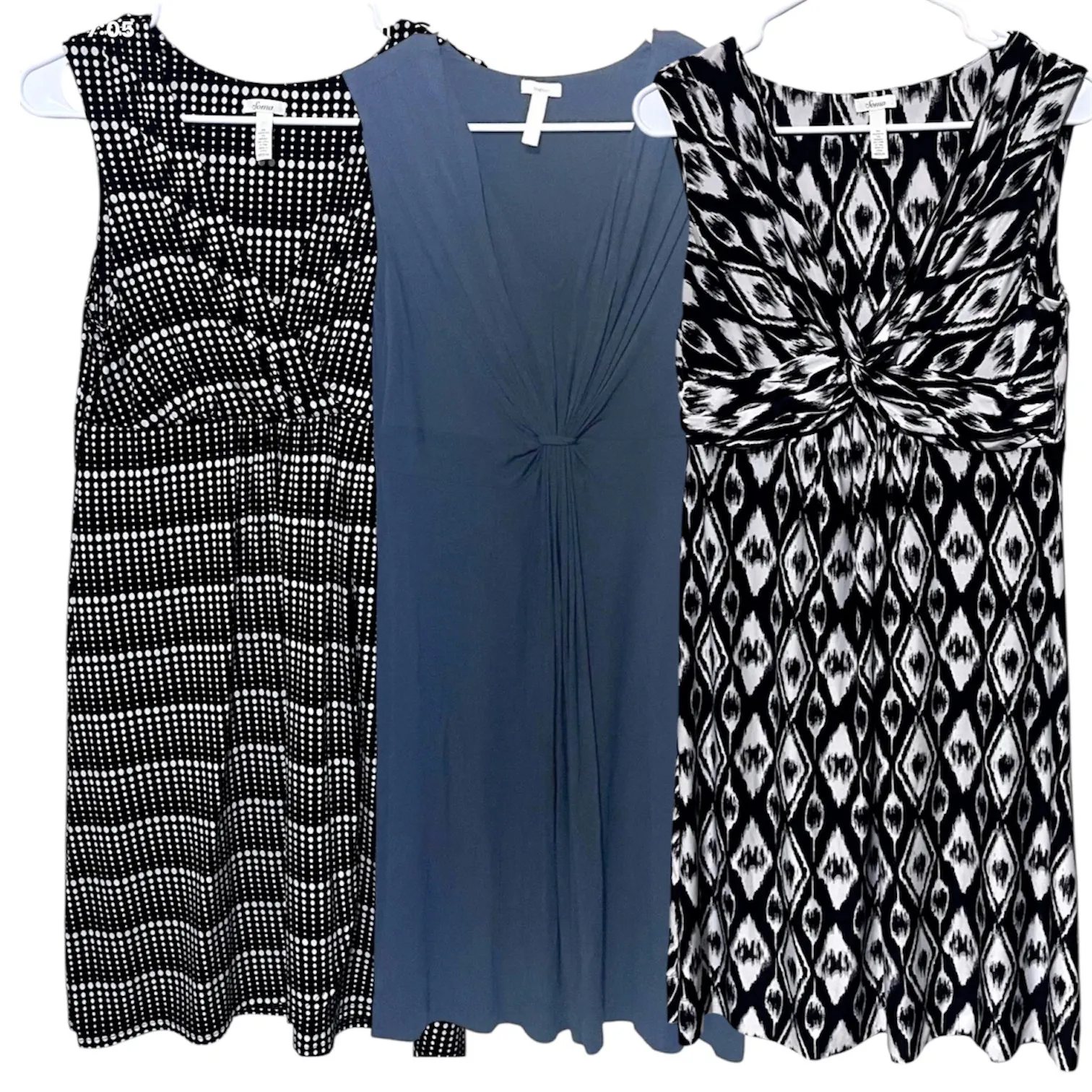 Soma Dress Lot of 3 Black White Ikat Jersey Soft Stretch Sleeveless knee length - Image 2