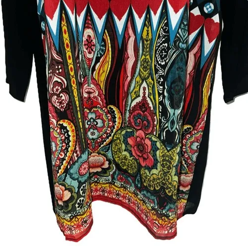 DESIGUAL Artsy Dami Printed Black Sheer Lined‎ L/S Dress NWT $159 Size 12 - Image 5