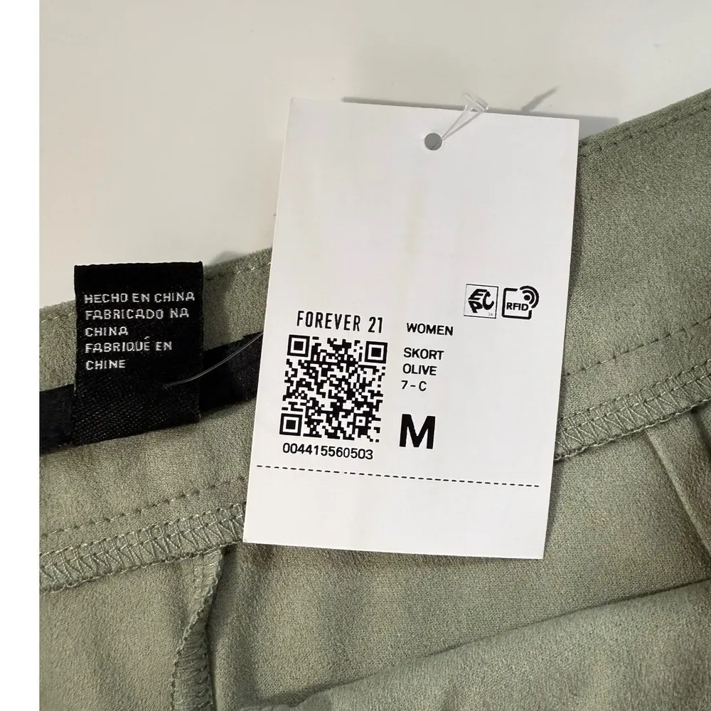 Forever 21 Women's Olive Green Faux Suede Skort‎ Med | BohoWestern | Streetwear - Image 8