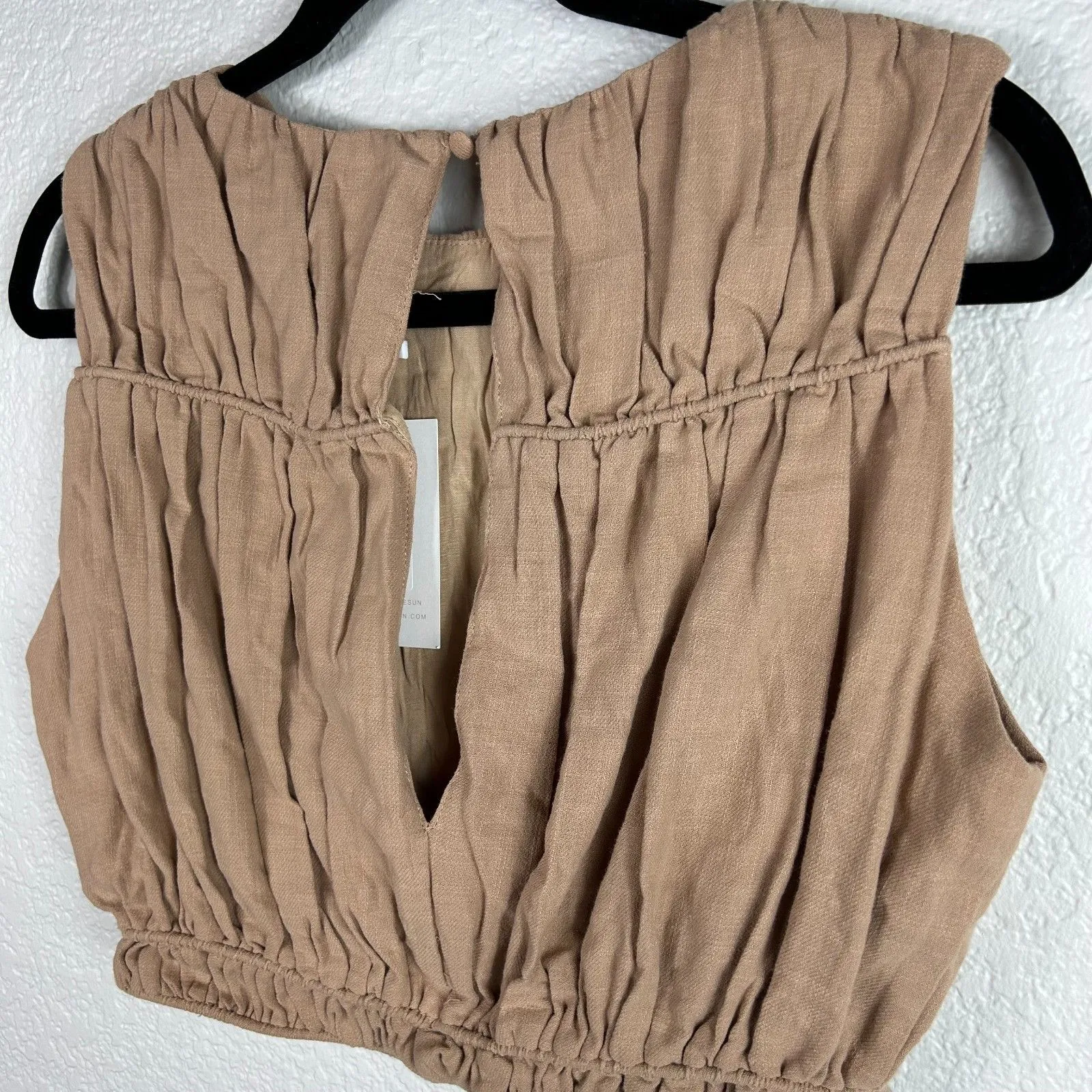 Girl and the Sun Women's Colette Top Crop Brown Opening Back Size L Size L - Image 4