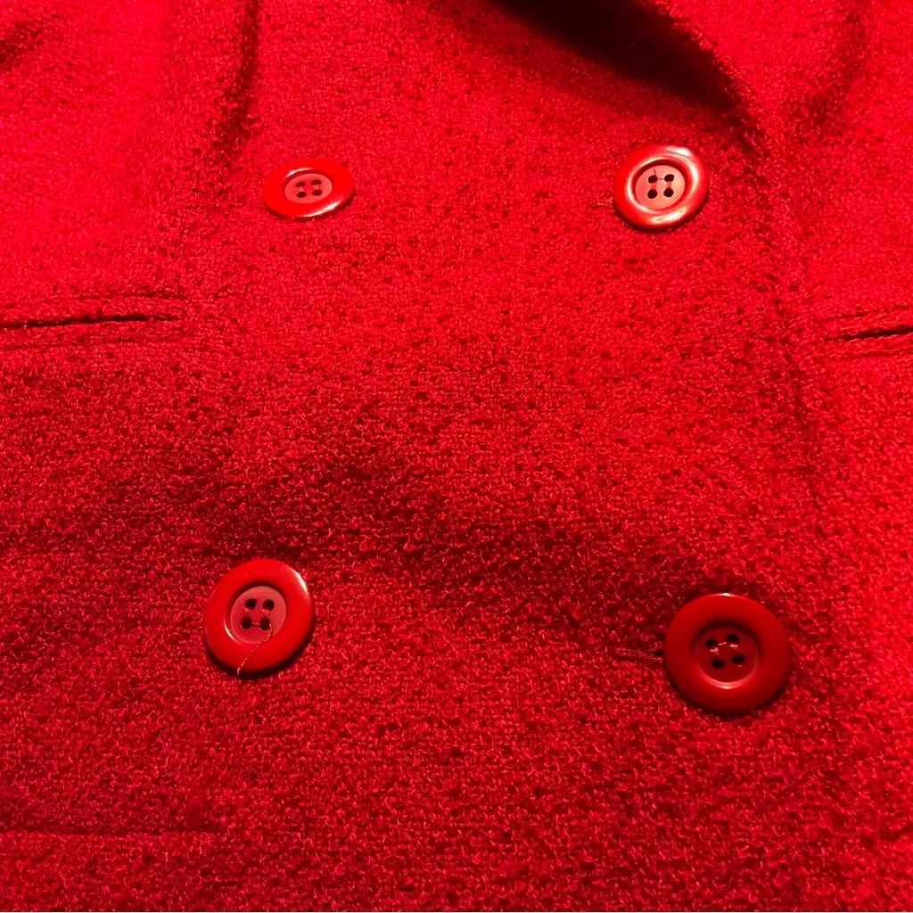 Metropolitan Double Breasted Peacoat Jacket Red ‘Boucle’ Women Sz S Y2K Classic - Image 3