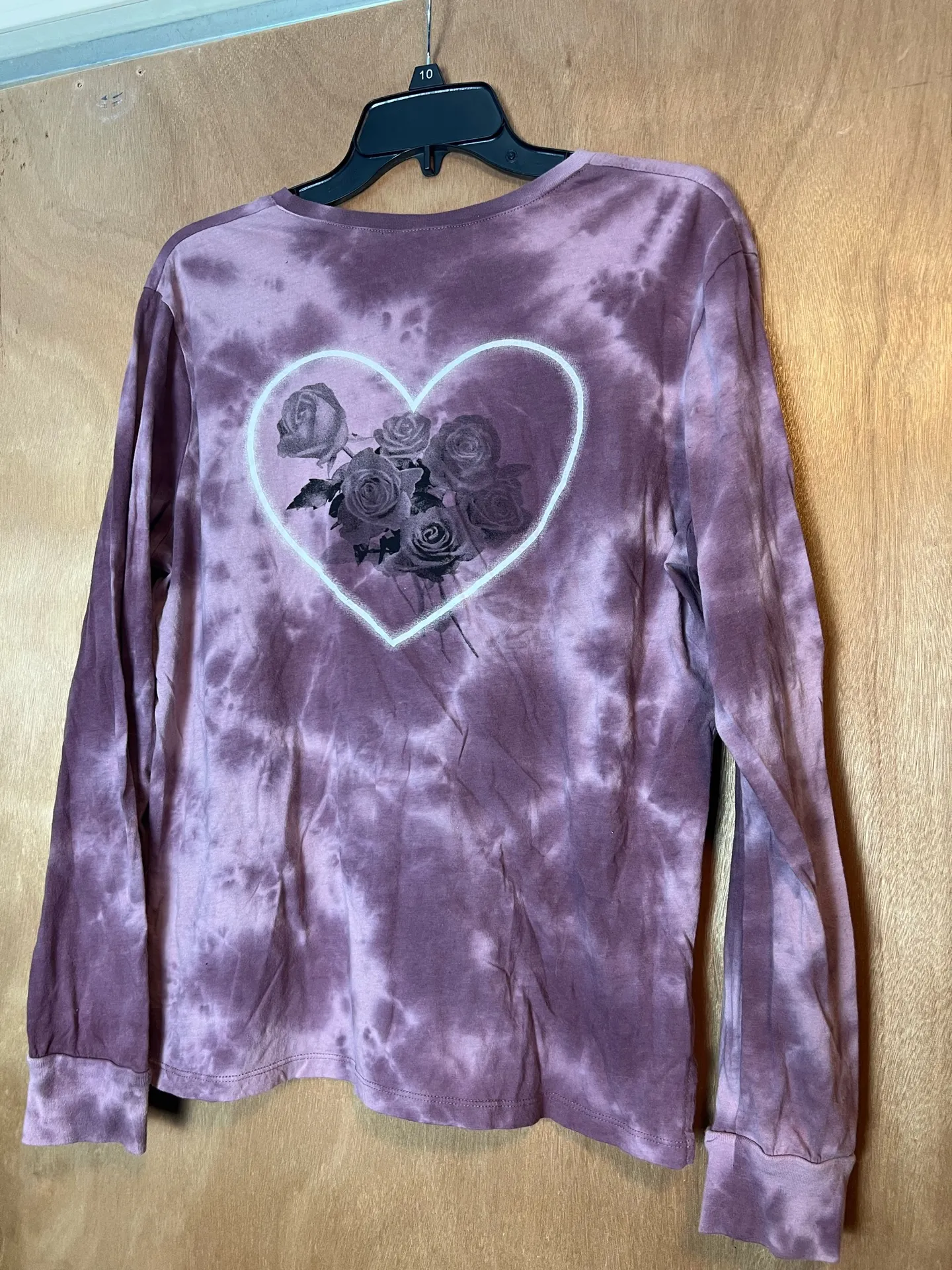 Empyre Tie Dye Long Sleeve Tee - Purple Acid Wash Rose Heart Graphic - Image 4