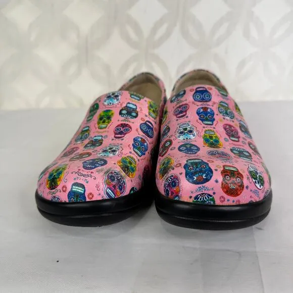 Alegria‎ Keli Sugar Skulls Pink Nursing Clogs Día de los Muertos Shoes Size 38 - Image 14