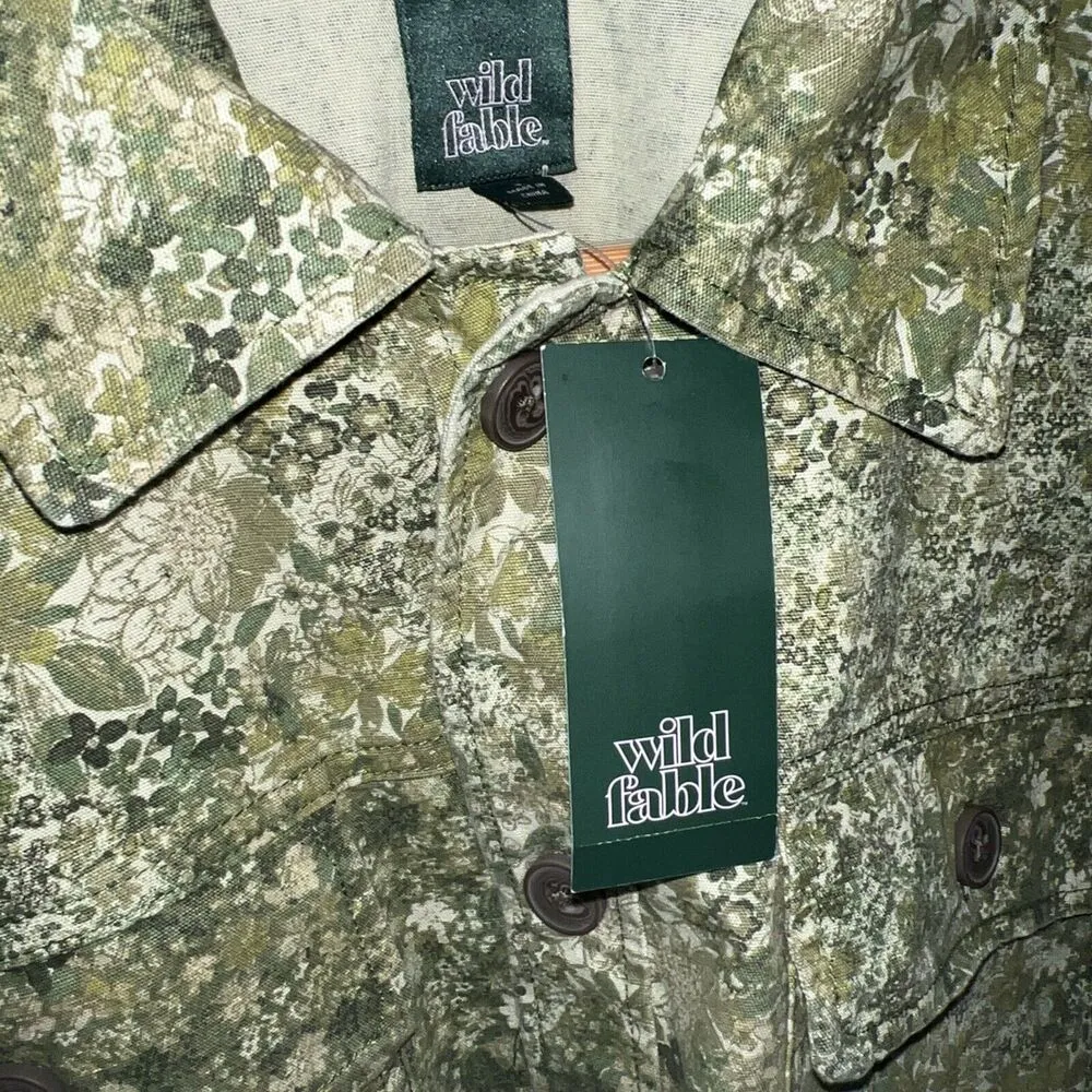 Wild Fable Denim Floral Jean Jacket Green Women’s Small NWT - Image 5