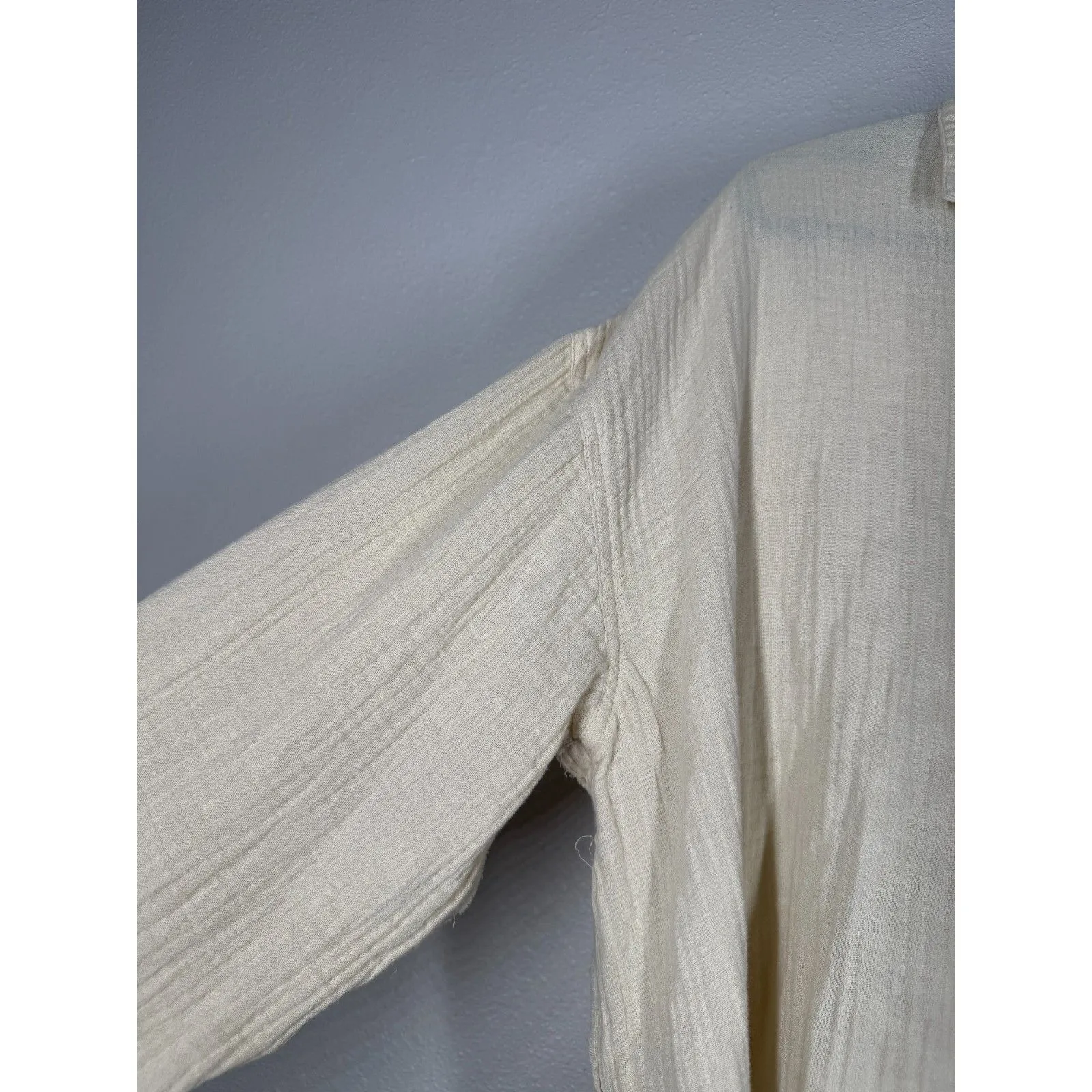 Aerie Womens Gauzy Cotton Button Up Top Sz XS Oversized Butter Yellow Beachy - Image 2