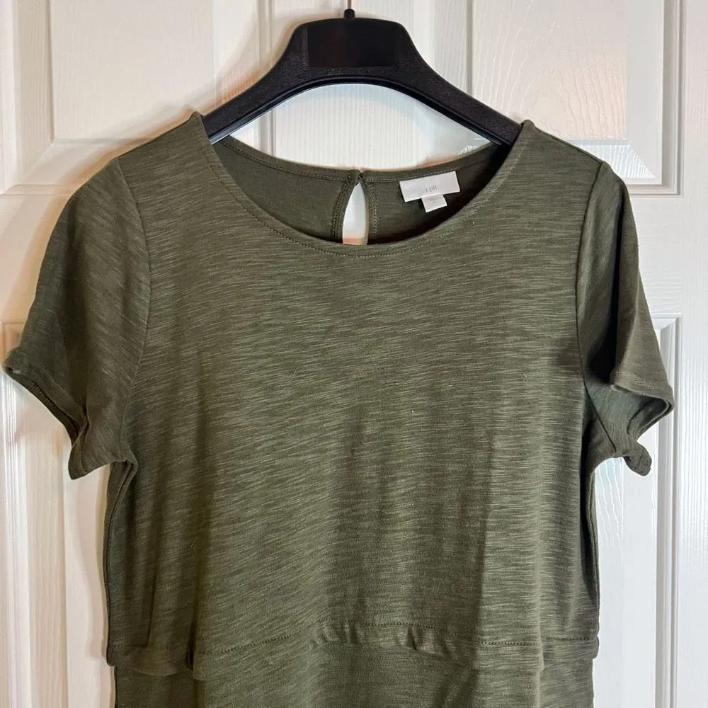 J.Jill Womens‎ Midi Olive Green Short Sleeve Comfy Dress Size Small Career Wear Green - Image 4