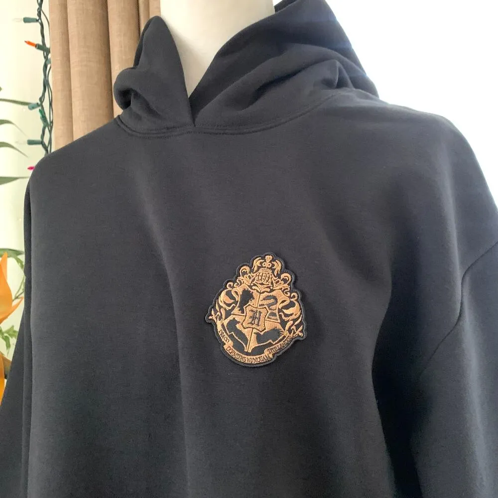 GU (Uniqlo) x Harry Potter Embroidered Logo Sweat Hoodie Dress in Black Size L - Image 9