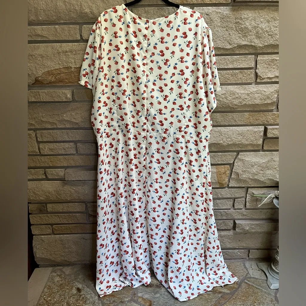 Ivy City Co Lucy Dress in Strawberry Fields Size 4x Plus Size White Red Midi - Image 4