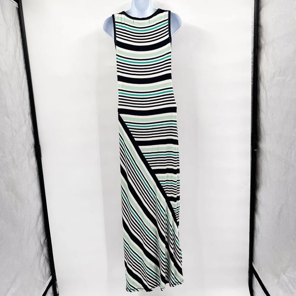 Y2K 2000s Vintage Max Studio Striped Tank Jersey Maxi Dress Small Sleeveless - Image 2