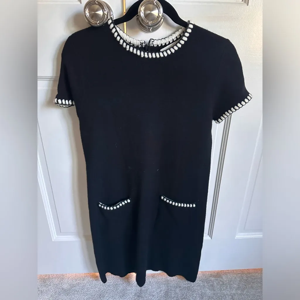 Zara Black Dress with White Trim - Image 2