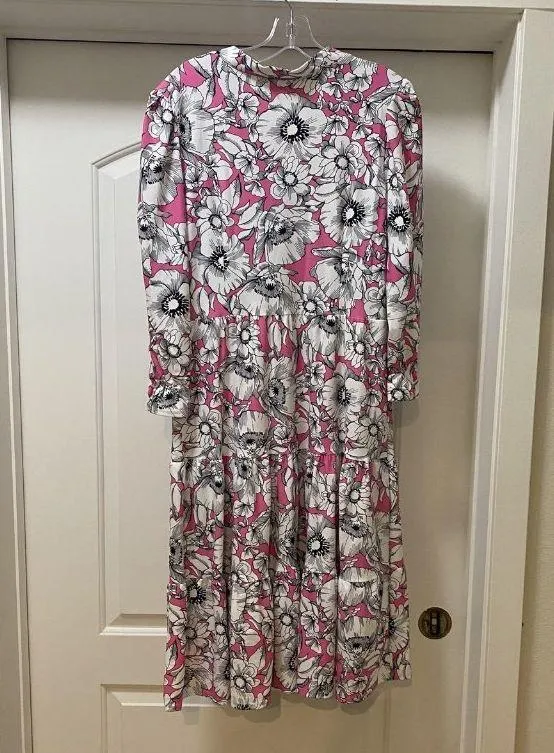 Jude Connally Dress Womens Large Pink Maggie Perennial Garden Peony Made USA NWT - Image 5