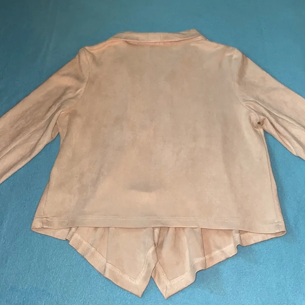 SKIES ARE BLUE suede faux cardigan blazer jacket waterfall open front size M - Image 2