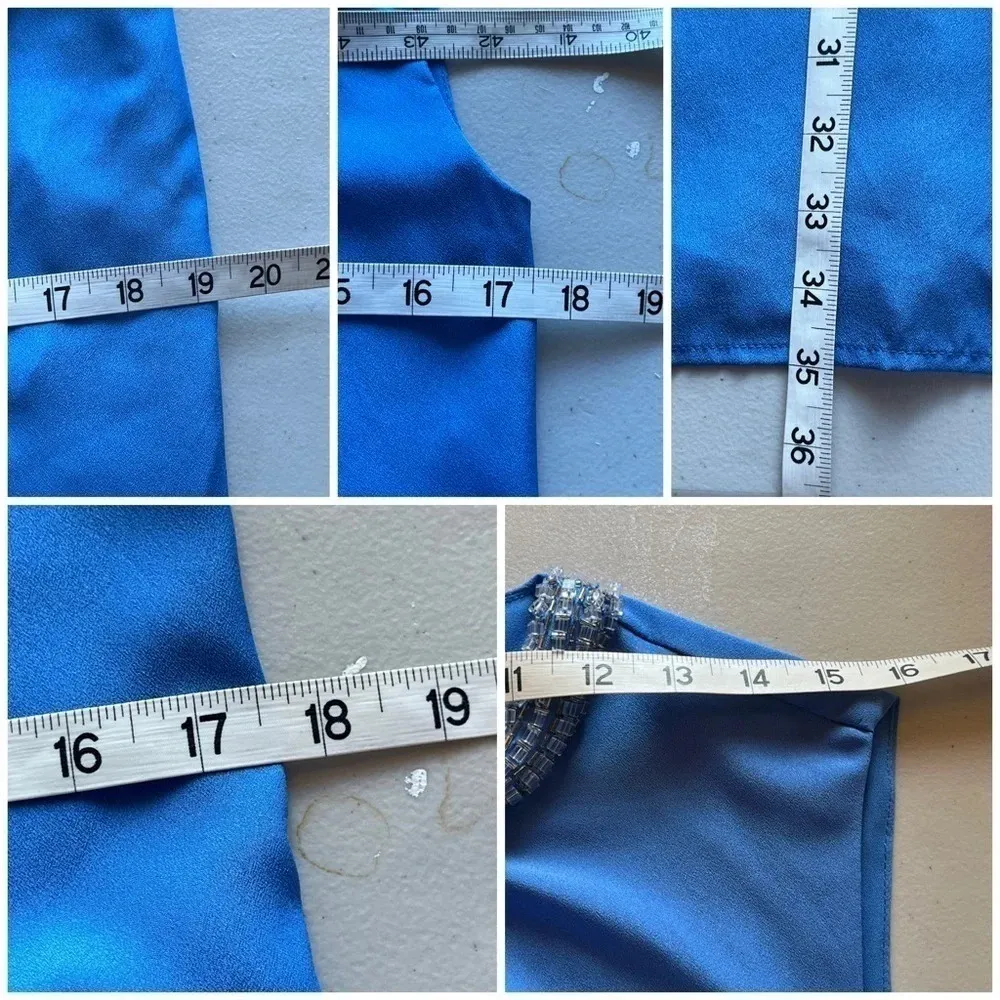 3.1 Philip Lim Target womens Blue Shift mini Dress Jeweled Neck Line Size XS - Image 6