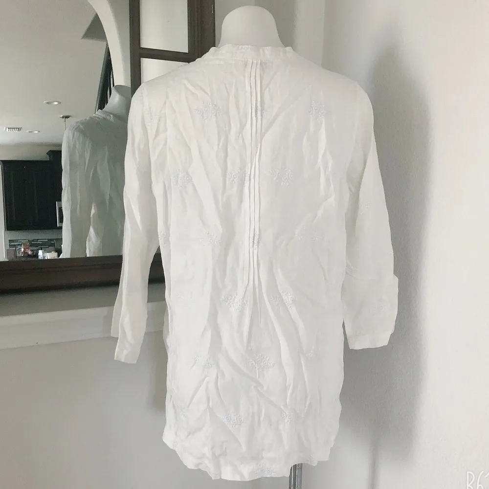 Anthropologie’s Cynthia Rowley Linen Shirt Tunic in White, Size L - Image 9