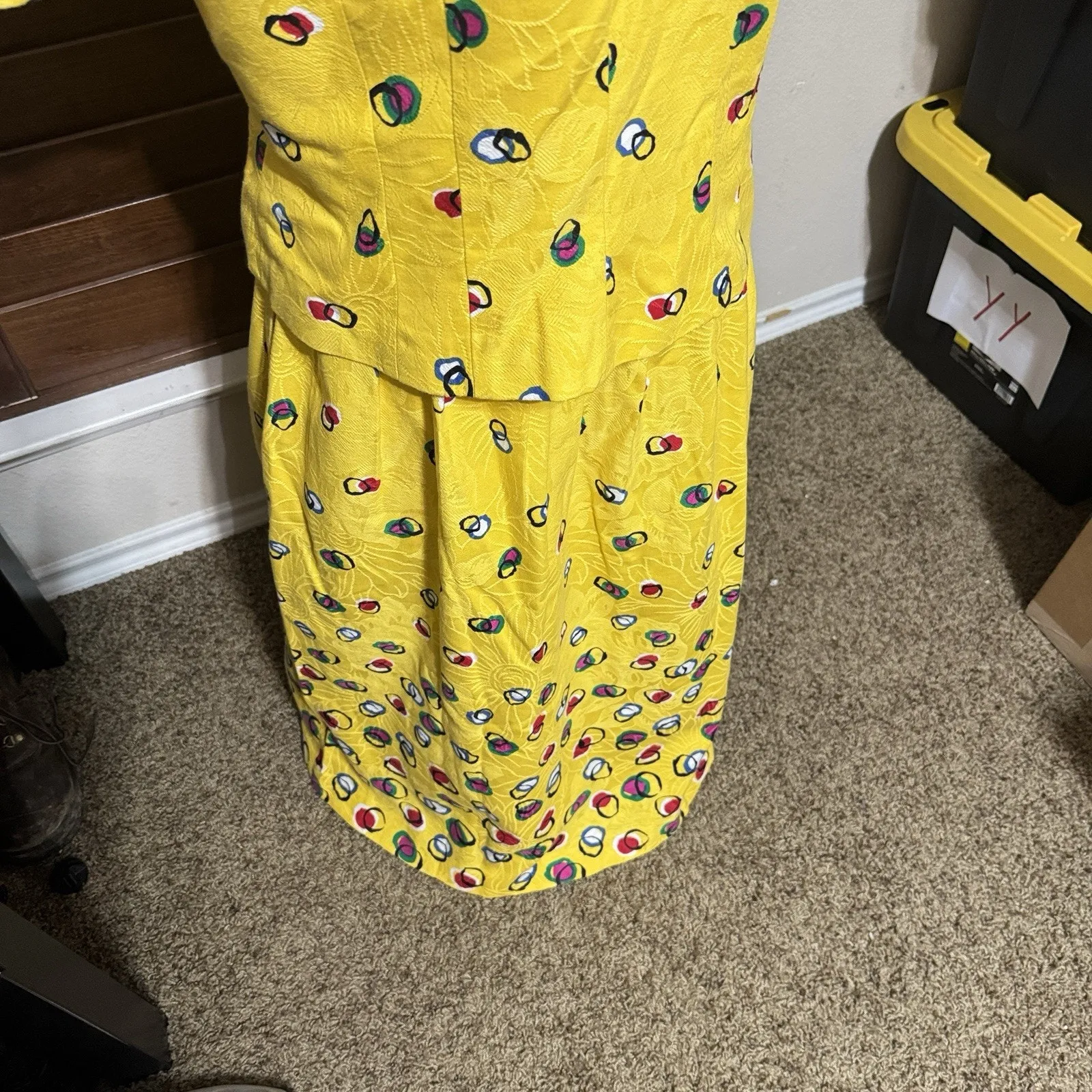 VTG Anne Crimmins for UMI Women's Suit Skirt & Jacket Yellow polka dot sz 12 - Image 7