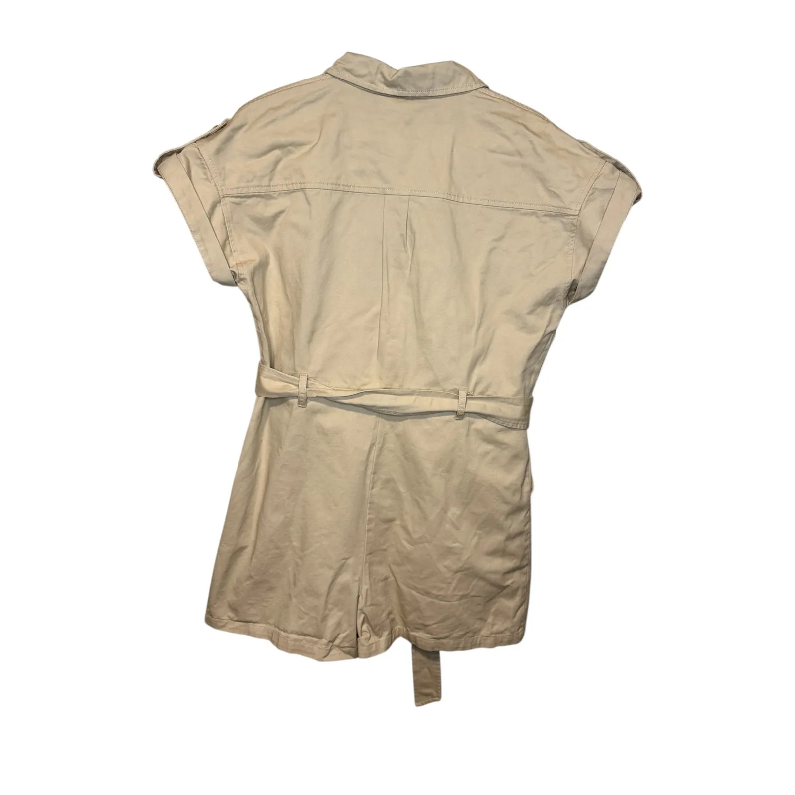 Skies Are Blue Women's Romper Jumpsuit Shorts Beige Utility Style Medium - Image 2