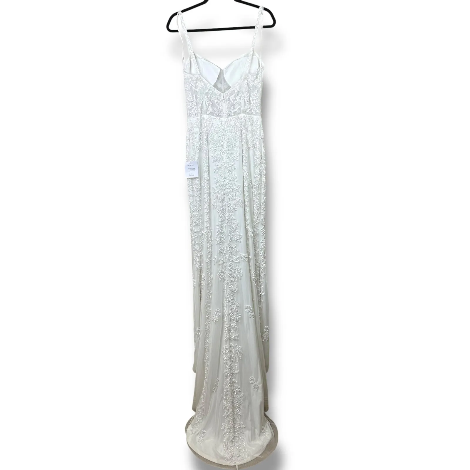 Lulus Lux Bridal NWT Momentous Love White Beaded Bustier Mesh Mermaid Maxi Dress - Image 8