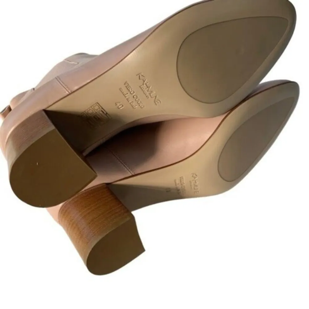 Kahmune Mila Leather Ankle Boot Bootie Light Pink Beige Size 40 NWT - Image 9